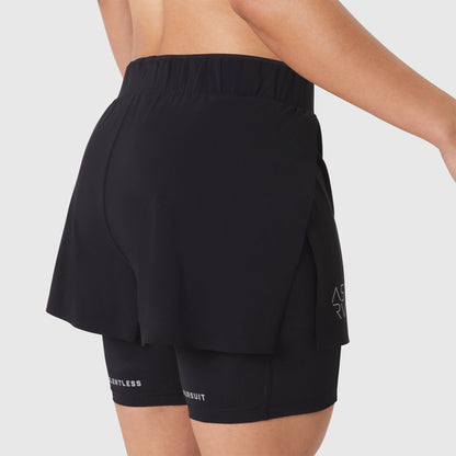 W087. Aerotex™ Side Split Liner Short - Black | ASRV