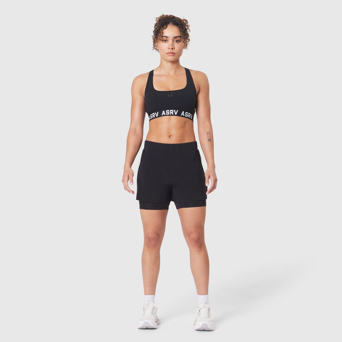 W087. Aerotex™ Side Split Liner Short - Black | ASRV