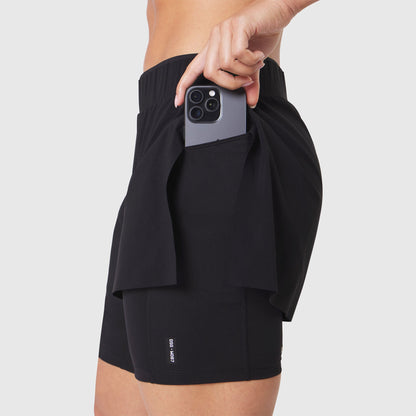W087. Aerotex™ Side Split Liner Short - Black | ASRV
