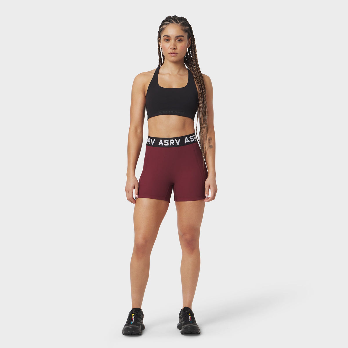 W027. LYCRA® Ribbed Short - Crimson | ASRV