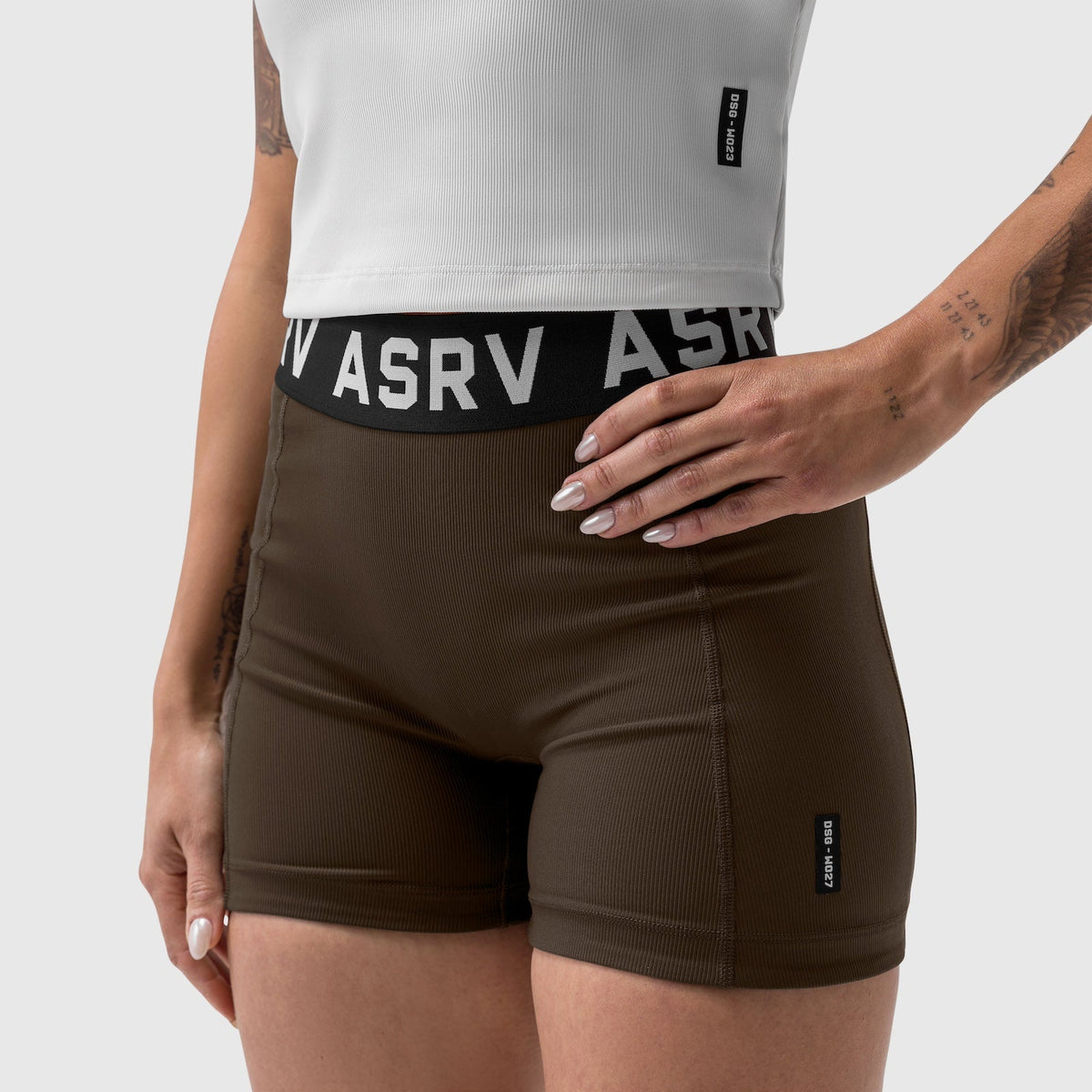 W027. LYCRA® Ribbed Short - Dark Earth | ASRV