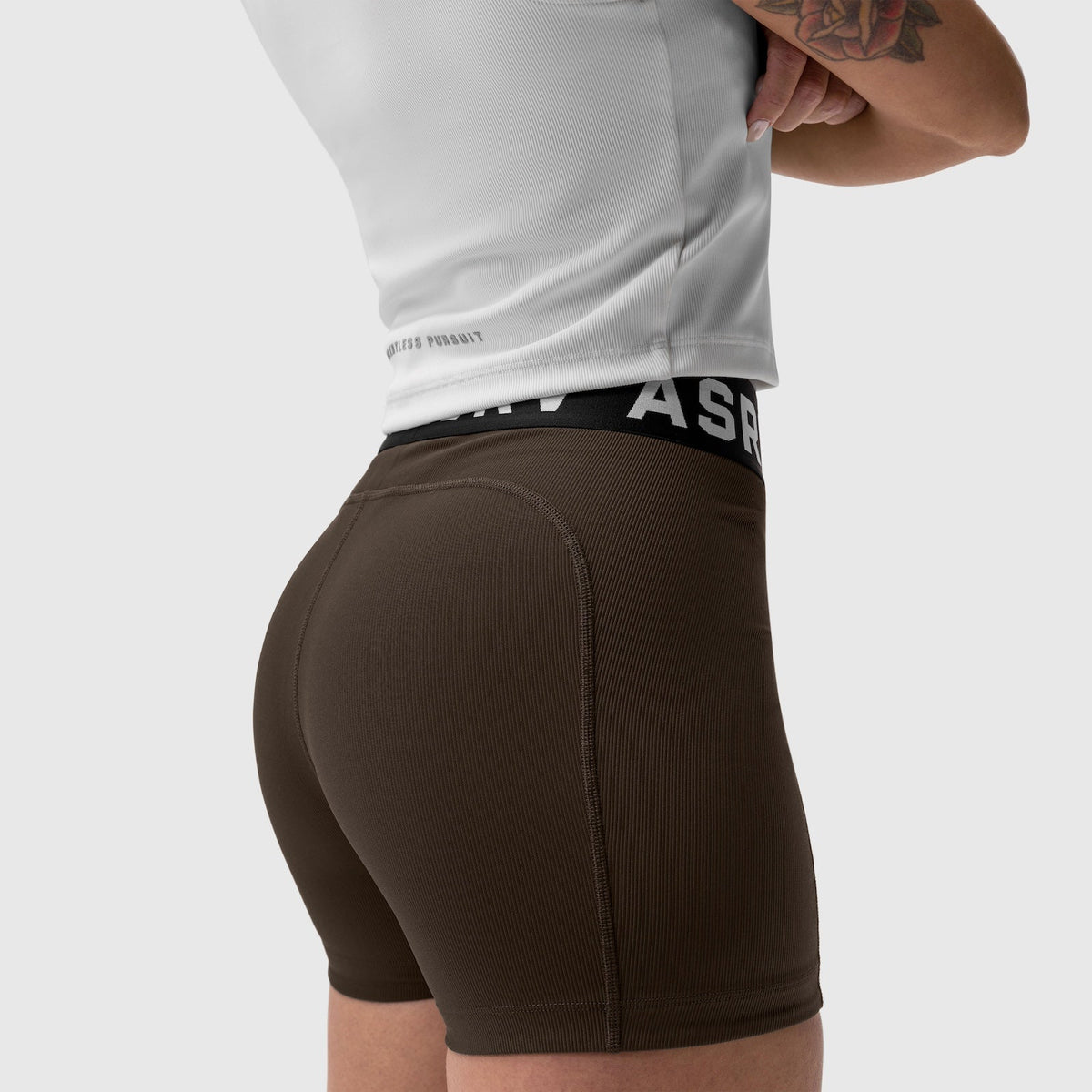 W027. LYCRA® Ribbed Short - Dark Earth | ASRV