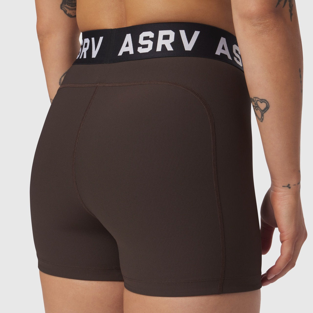W027. LYCRA® Ribbed Short - Dark Earth | ASRV
