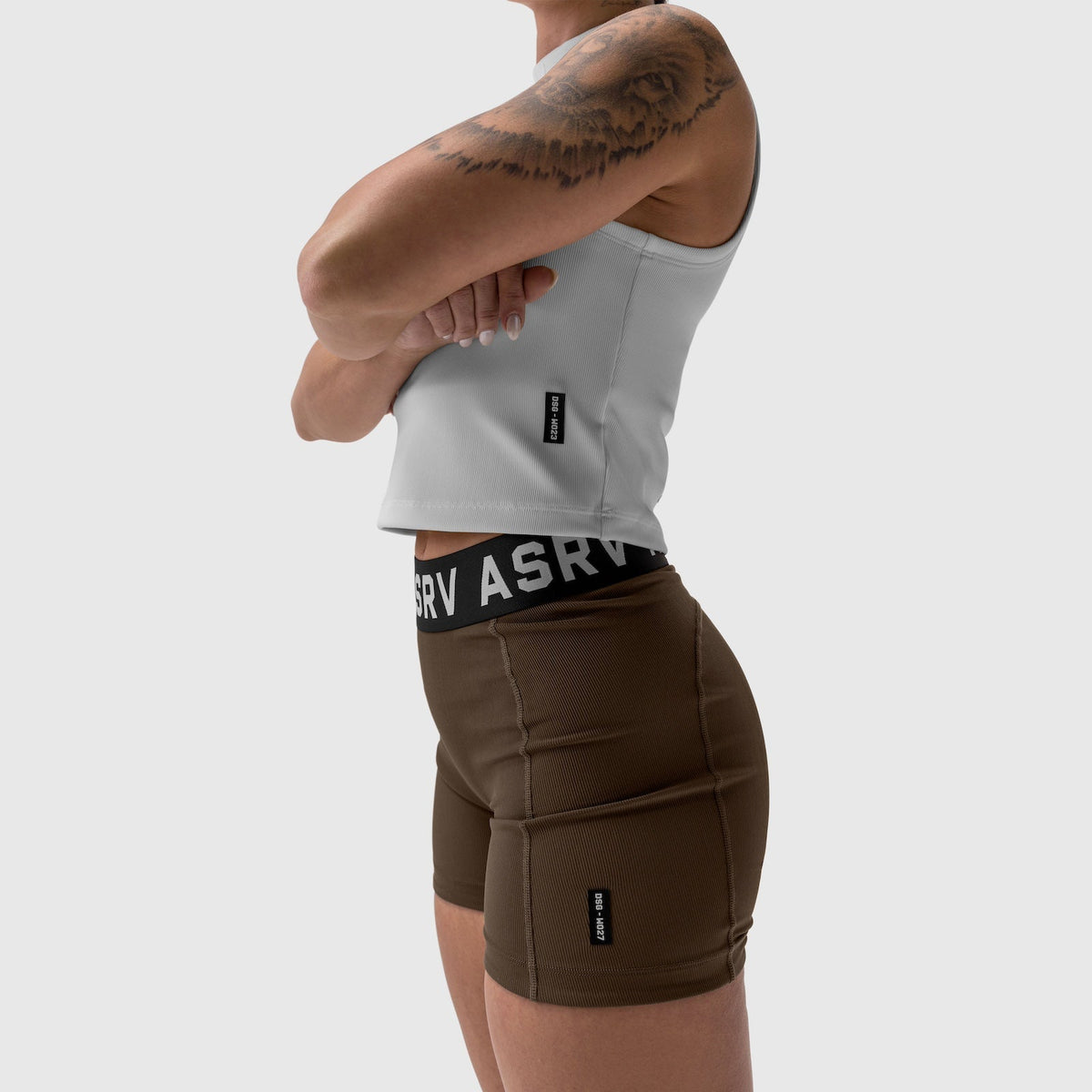 W027. LYCRA® Ribbed Short - Dark Earth | ASRV