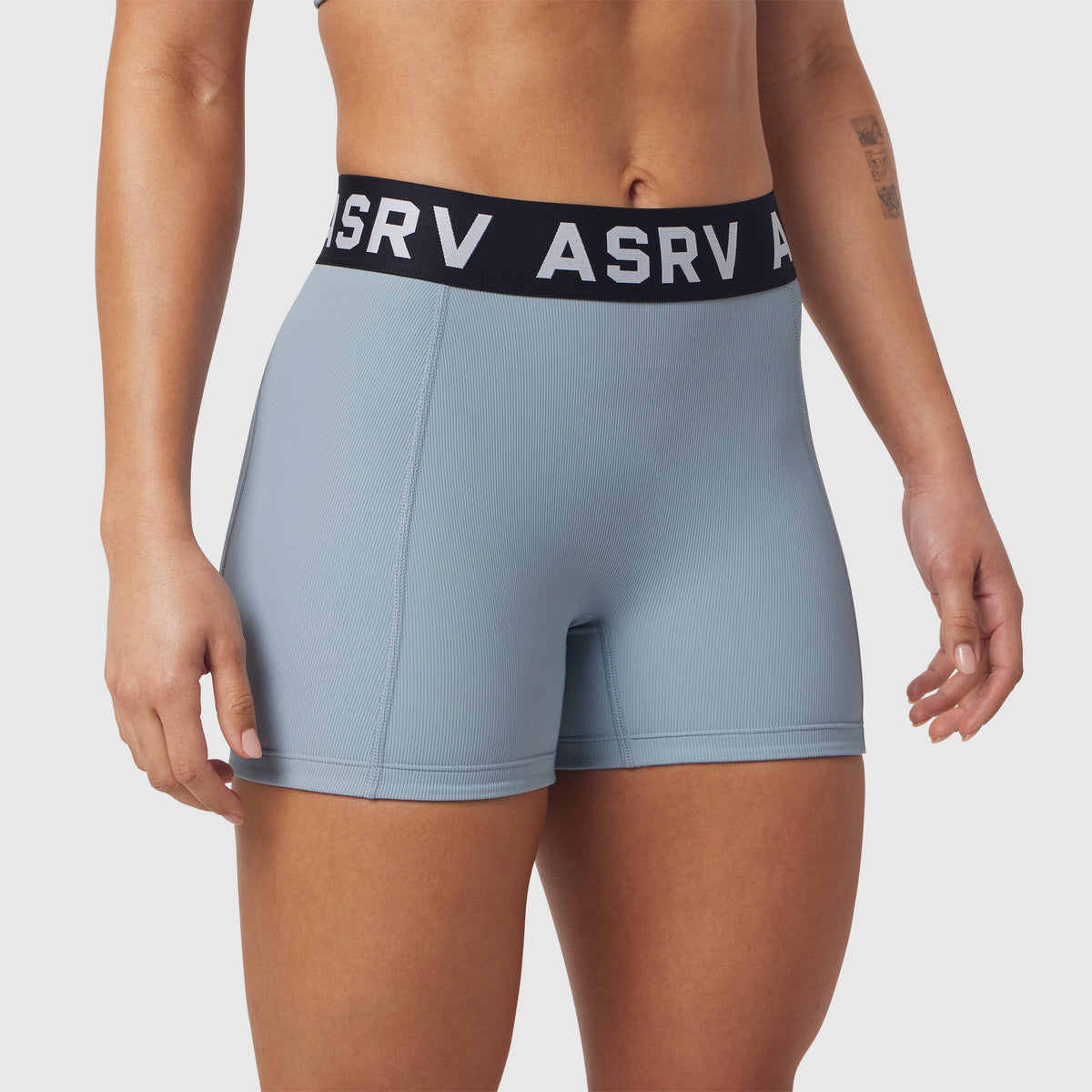 W027. LYCRA® Ribbed Short - Light Sky | ASRV