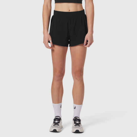 W026. Aerotex™ Side Split Run Short - Black | ASRV