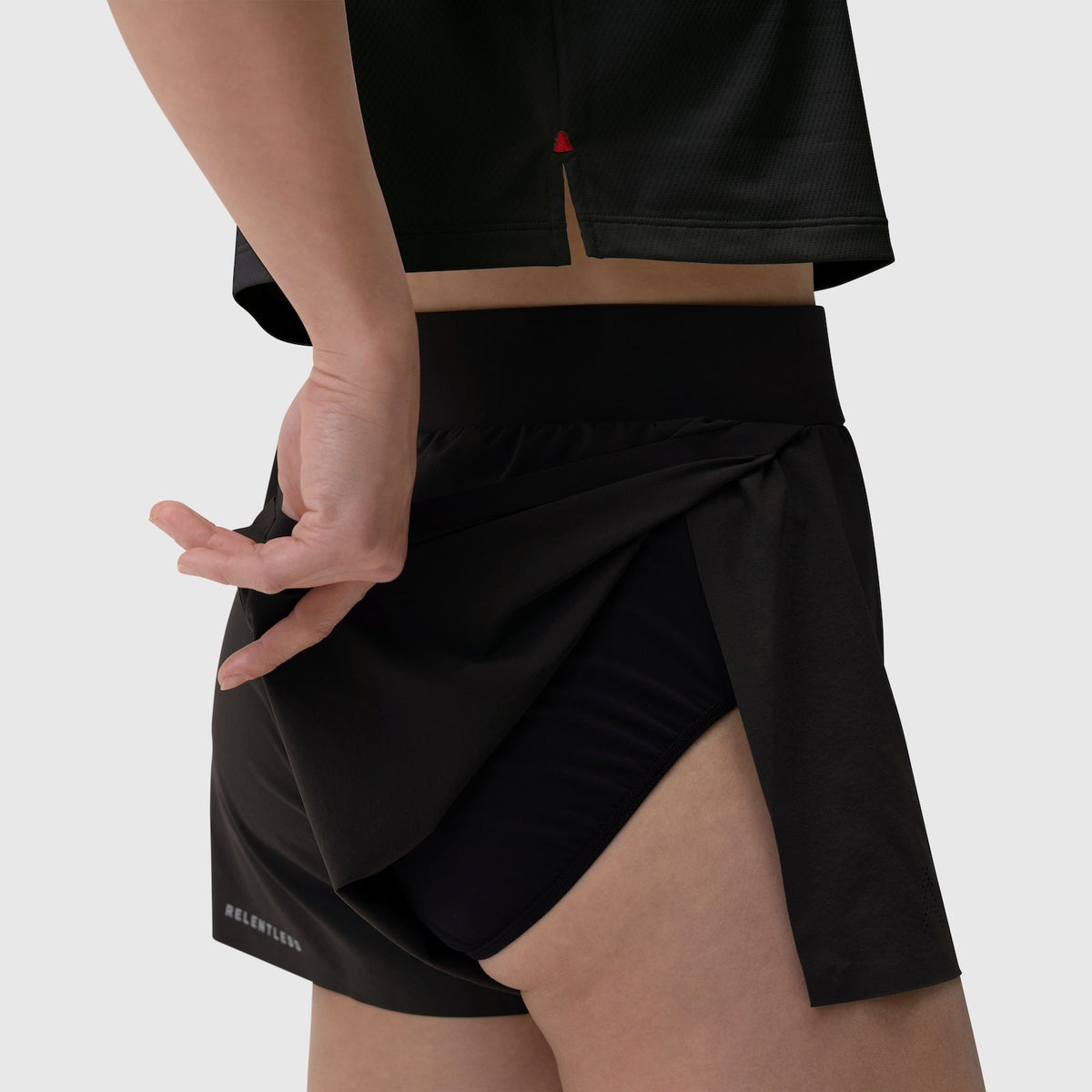 W026. Aerotex™ Side Split Run Short - Black | ASRV