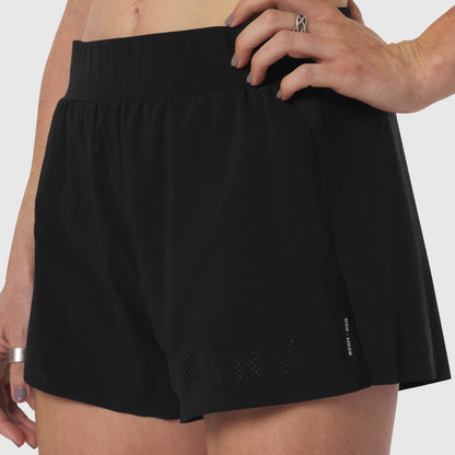 W026. Aerotex™ Side Split Run Short - Black | ASRV