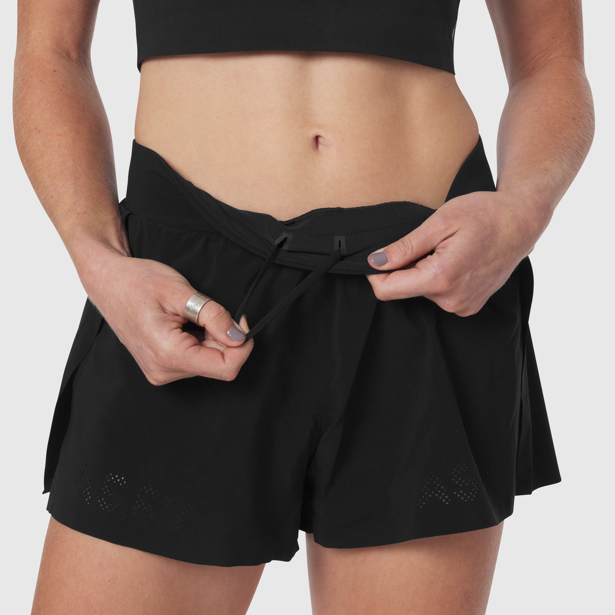 W026. Aerotex™ Side Split Run Short - Black | ASRV