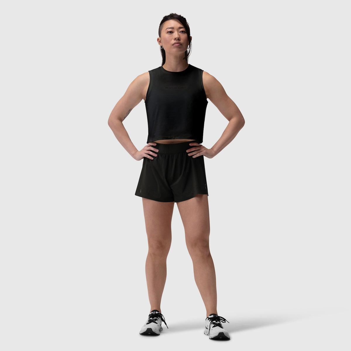 W026. Aerotex™ Side Split Run Short - Black | ASRV