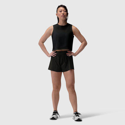 W026. Aerotex™ Side Split Run Short - Black | ASRV