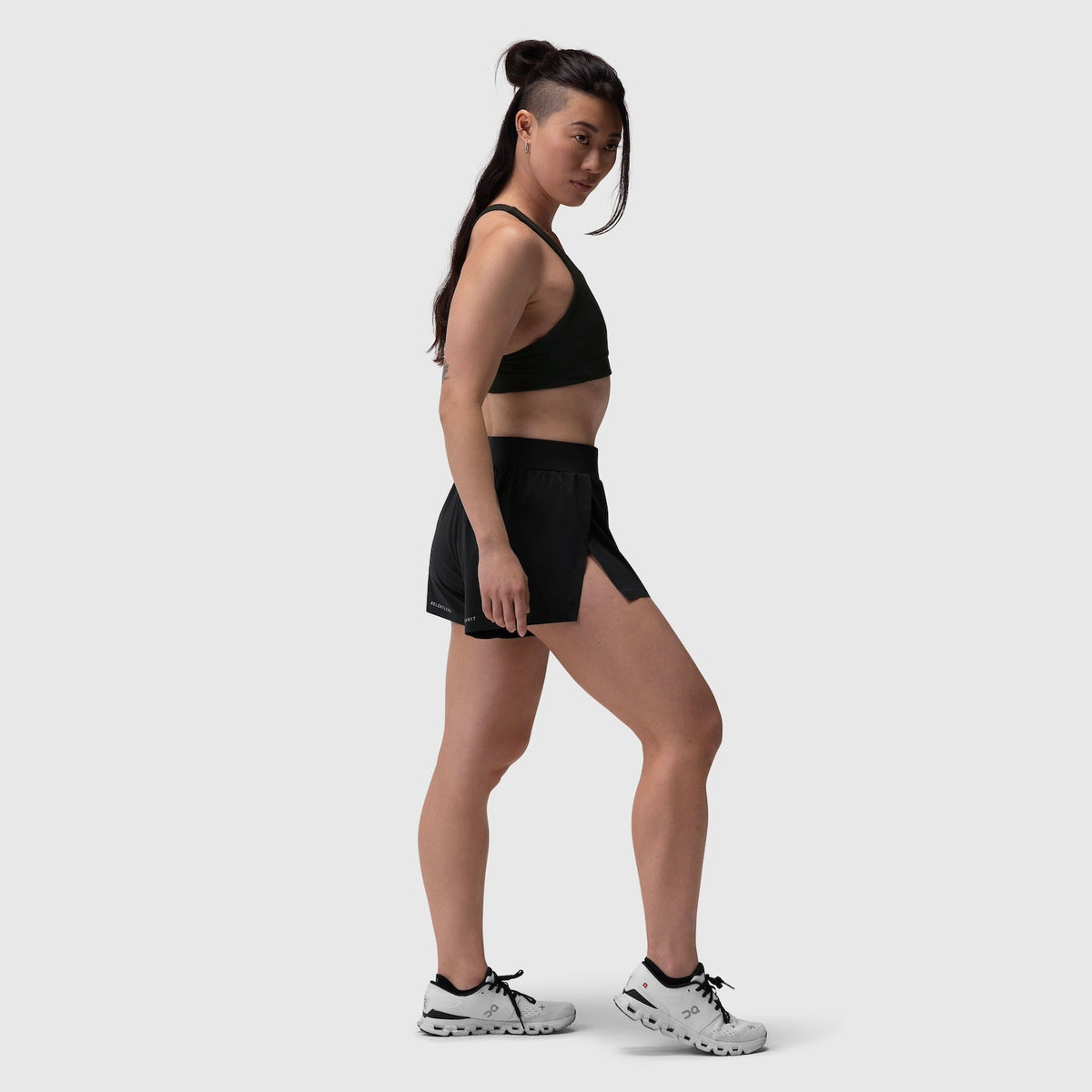 W026. Aerotex™ Side Split Run Short - Black | ASRV