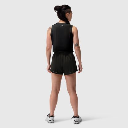 W026. Aerotex™ Side Split Run Short - Black | ASRV