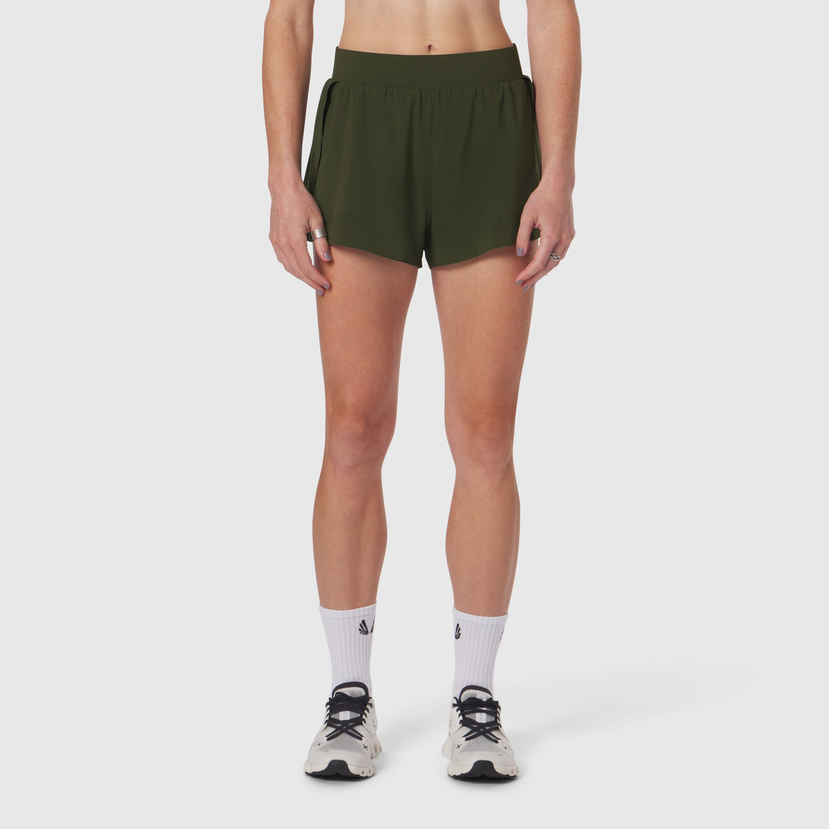 W026. Aerotex™ Side Split Run Short - Olive | ASRV