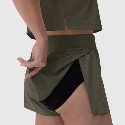 W026. Aerotex™ Side Split Run Short - Olive | ASRV