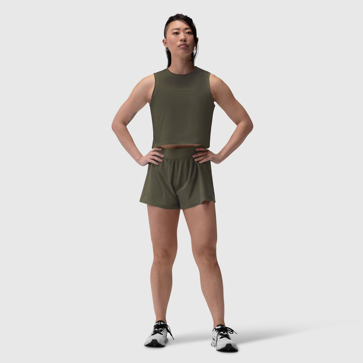 W026. Aerotex™ Side Split Run Short - Olive | ASRV
