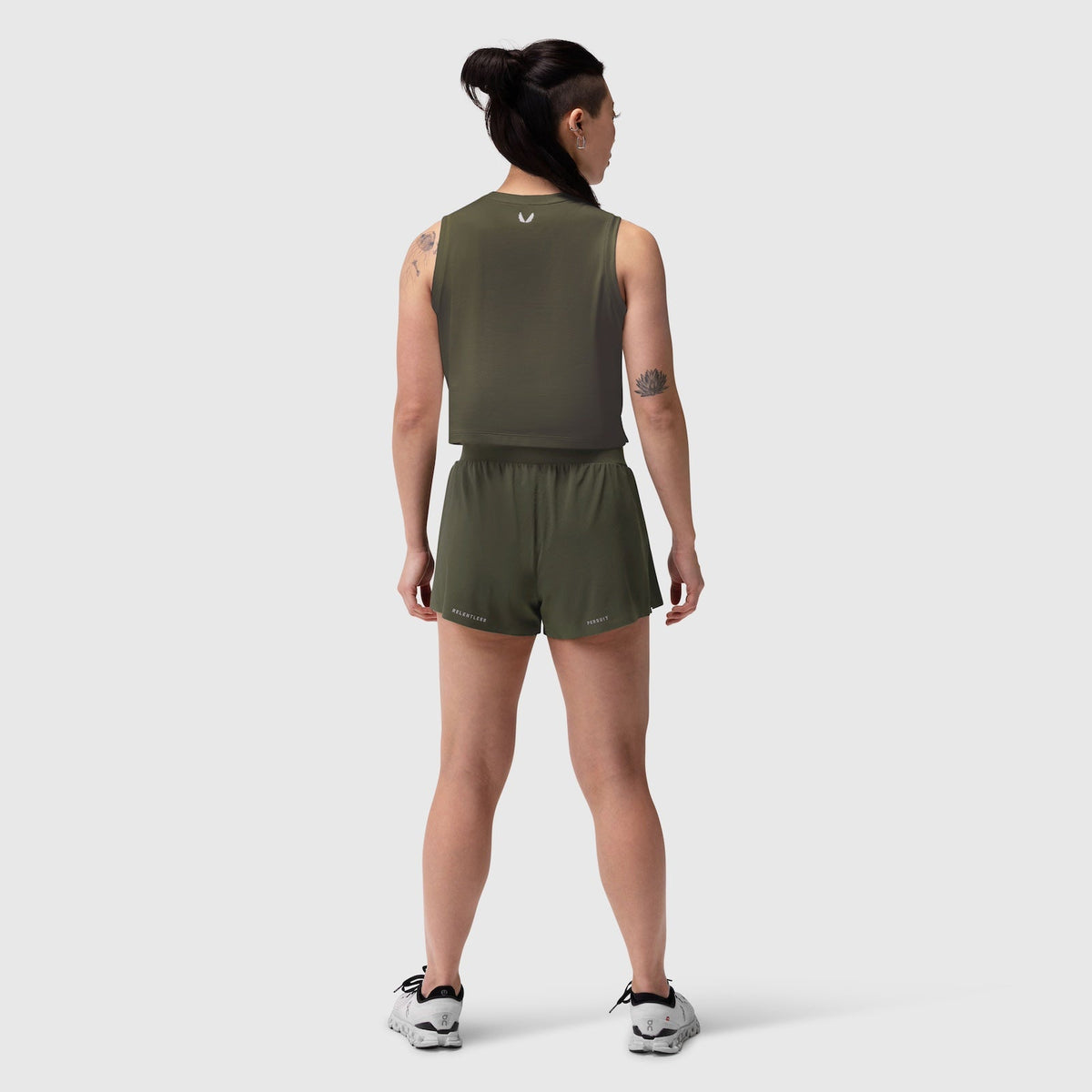 W026. Aerotex™ Side Split Run Short - Olive | ASRV