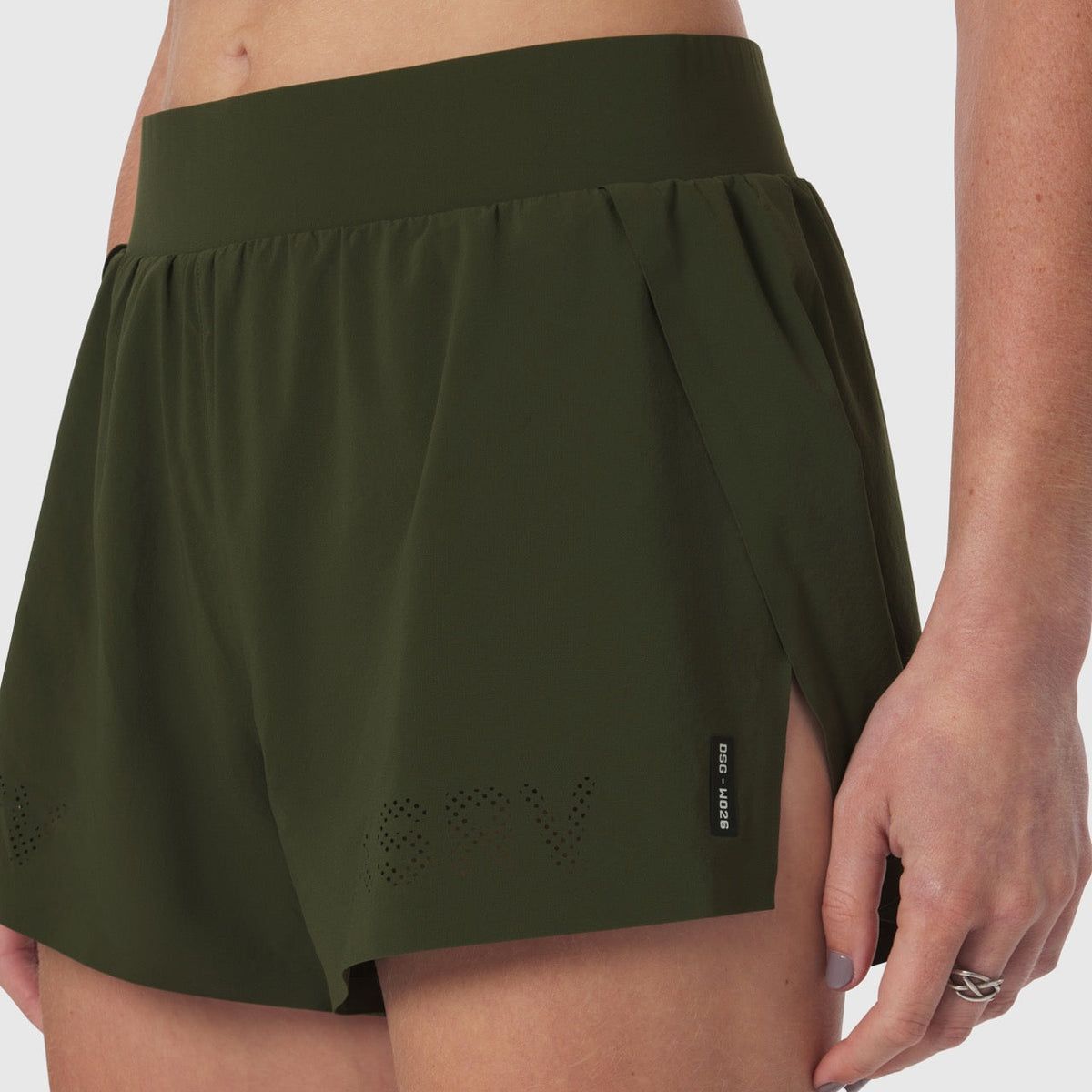 W026. Aerotex™ Side Split Run Short - Olive | ASRV