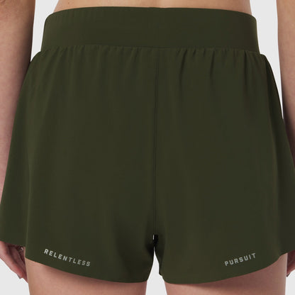 W026. Aerotex™ Side Split Run Short - Olive | ASRV