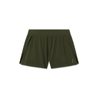 W026. Aerotex™ Side Split Run Short - Olive | ASRV