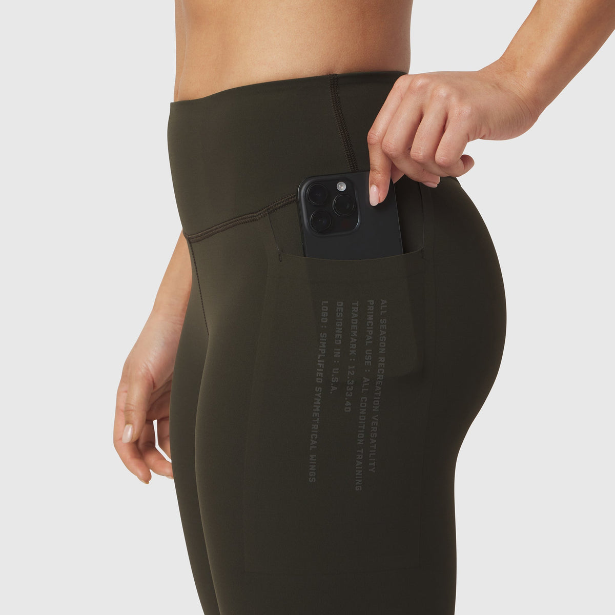 W072. LYCRA® ADAPTIV 4 Pocket Legging - Olive | ASRV
