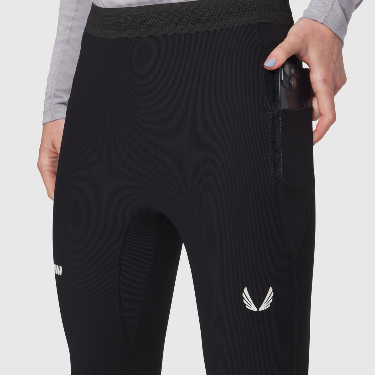 W055. Lycra® Ribbed Running Tight - Black | ASRV