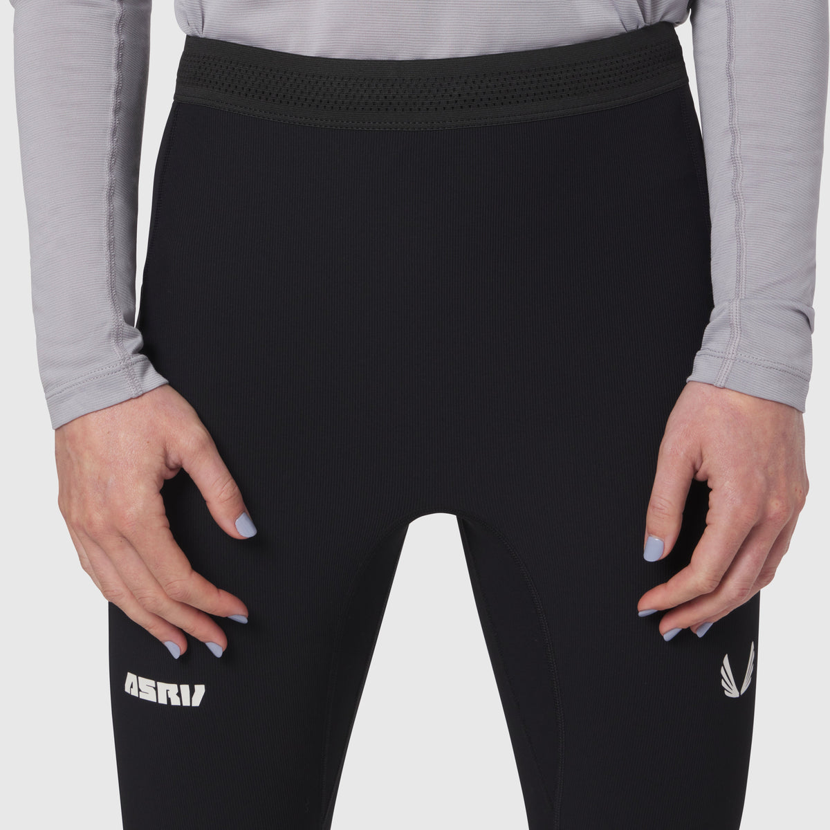 W055. Lycra® Ribbed Running Tight - Black | ASRV
