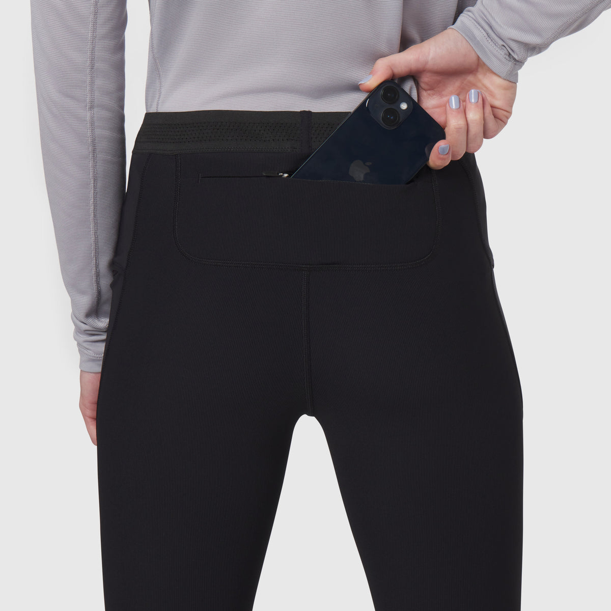 W055. Lycra® Ribbed Running Tight - Black | ASRV