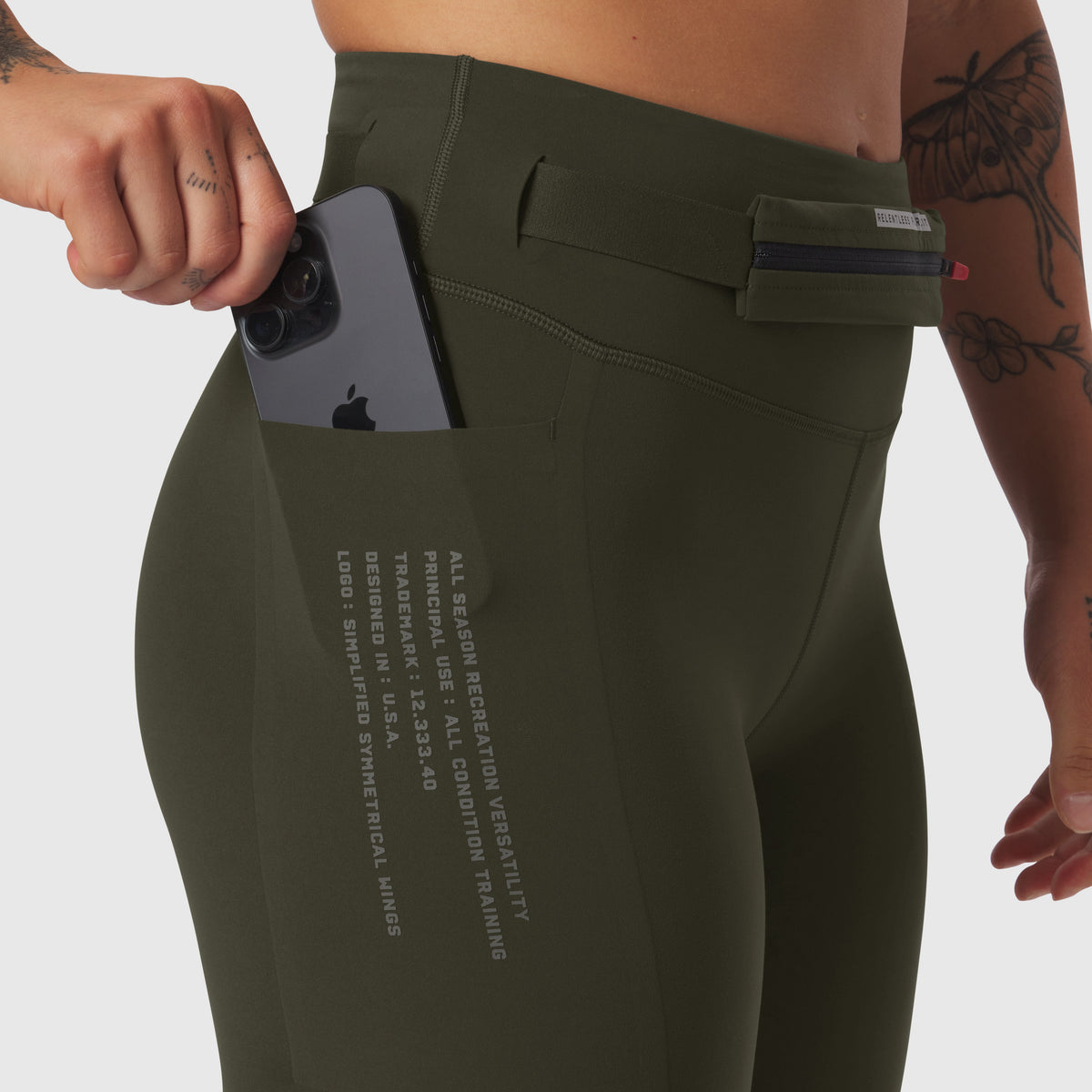 W030. LYCRA® 3-in-1 Legging - Olive | ASRV
