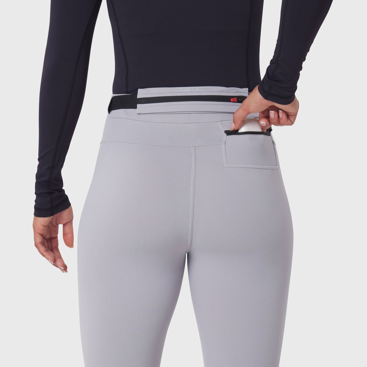 W059. Hybrid Belt-Pack Run Legging - Slate Grey | ASRV