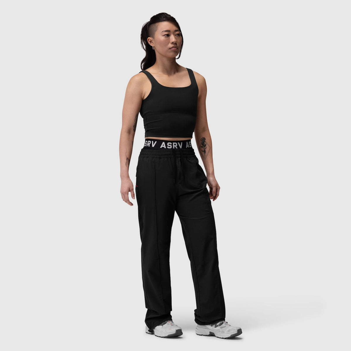 W036. Ripstop Relaxed Track Pant - Black | ASRV
