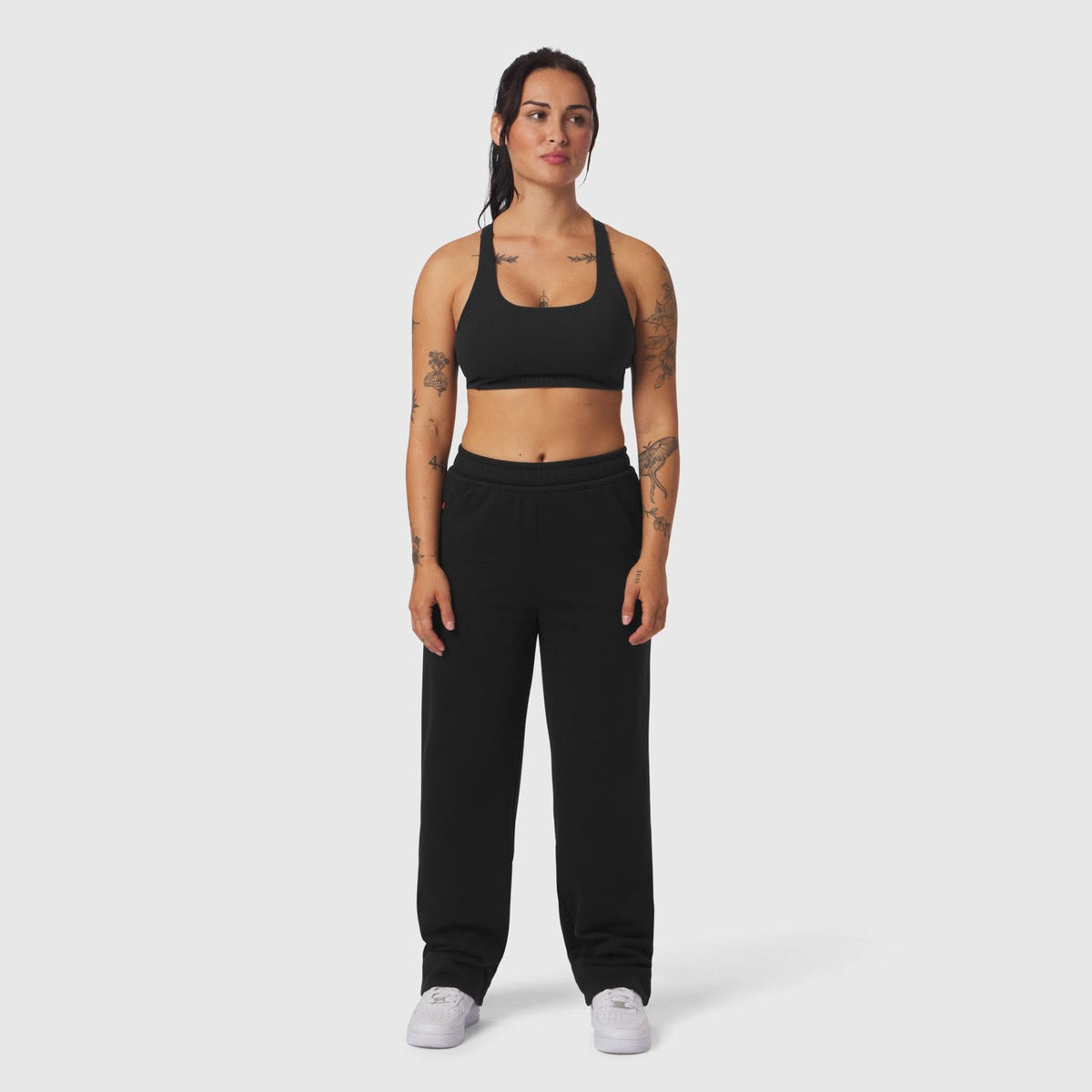 W034. Sorona® Terry Straight Leg Sweats - Black | ASRV