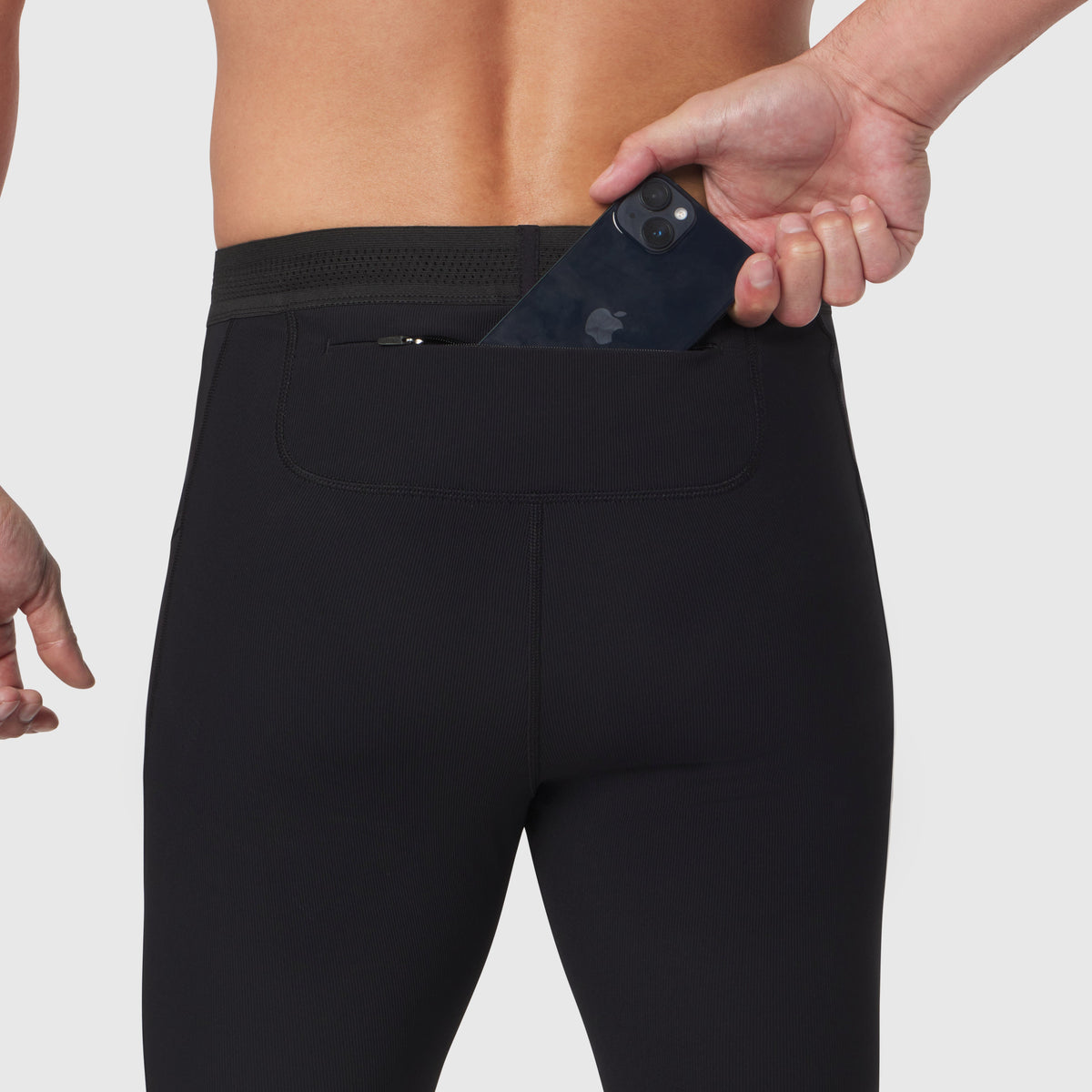 1146. Lycra® Ribbed Running Tight - Black | ASRV