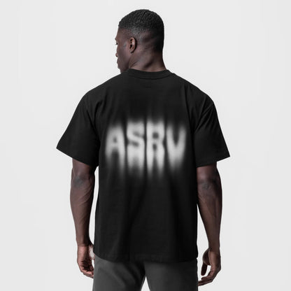 0797. Tech Essential™ Relaxed Tee - Black "Motion Blur" | ASRV