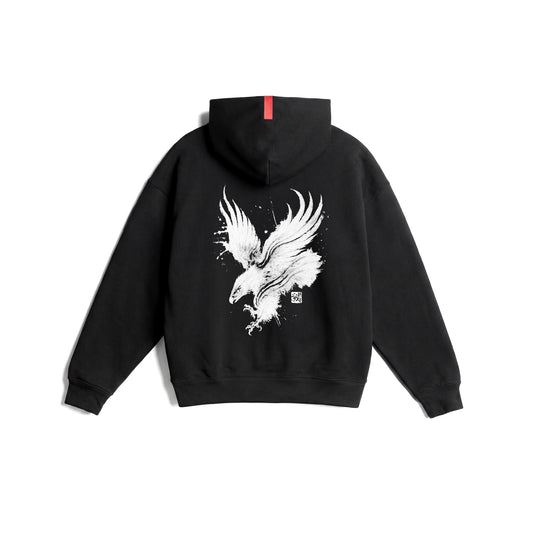 0874. Tech-Terry™ Zip Hoodie - Black "Eagle" | ASRV