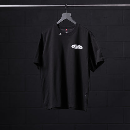 0797. Tech Essential™ Relaxed Tee - Black "Global Reach" | ASRV