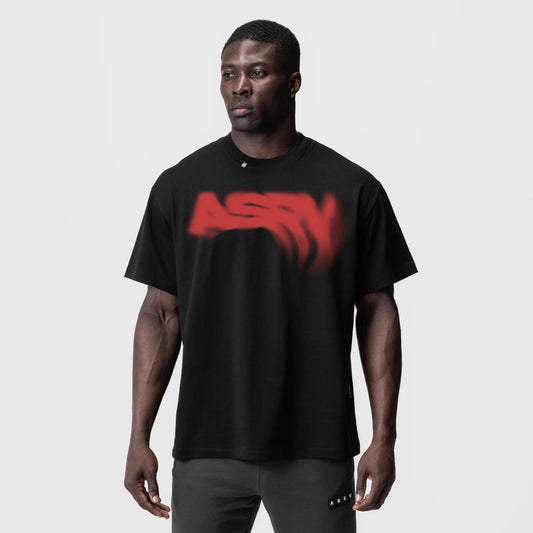 0797. Tech Essential™ Relaxed Tee - Black "Risk Protocol" | ASRV