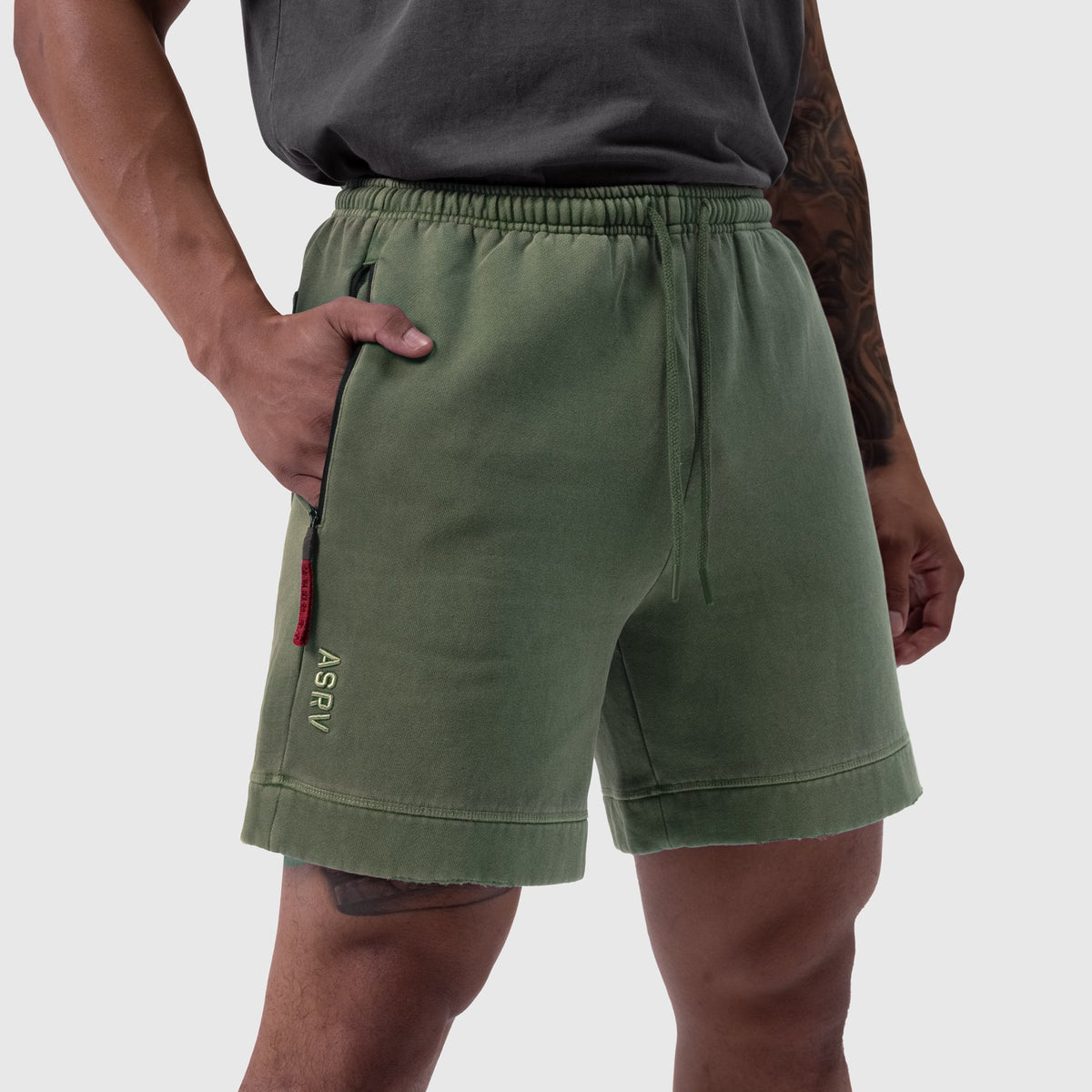 0921. Tech Essential™ Sweat Short - Faded Olive | ASRV