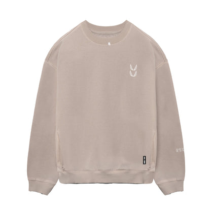 0861. Tech Essential™ Distressed Crewneck - Faded Chai | ASRV