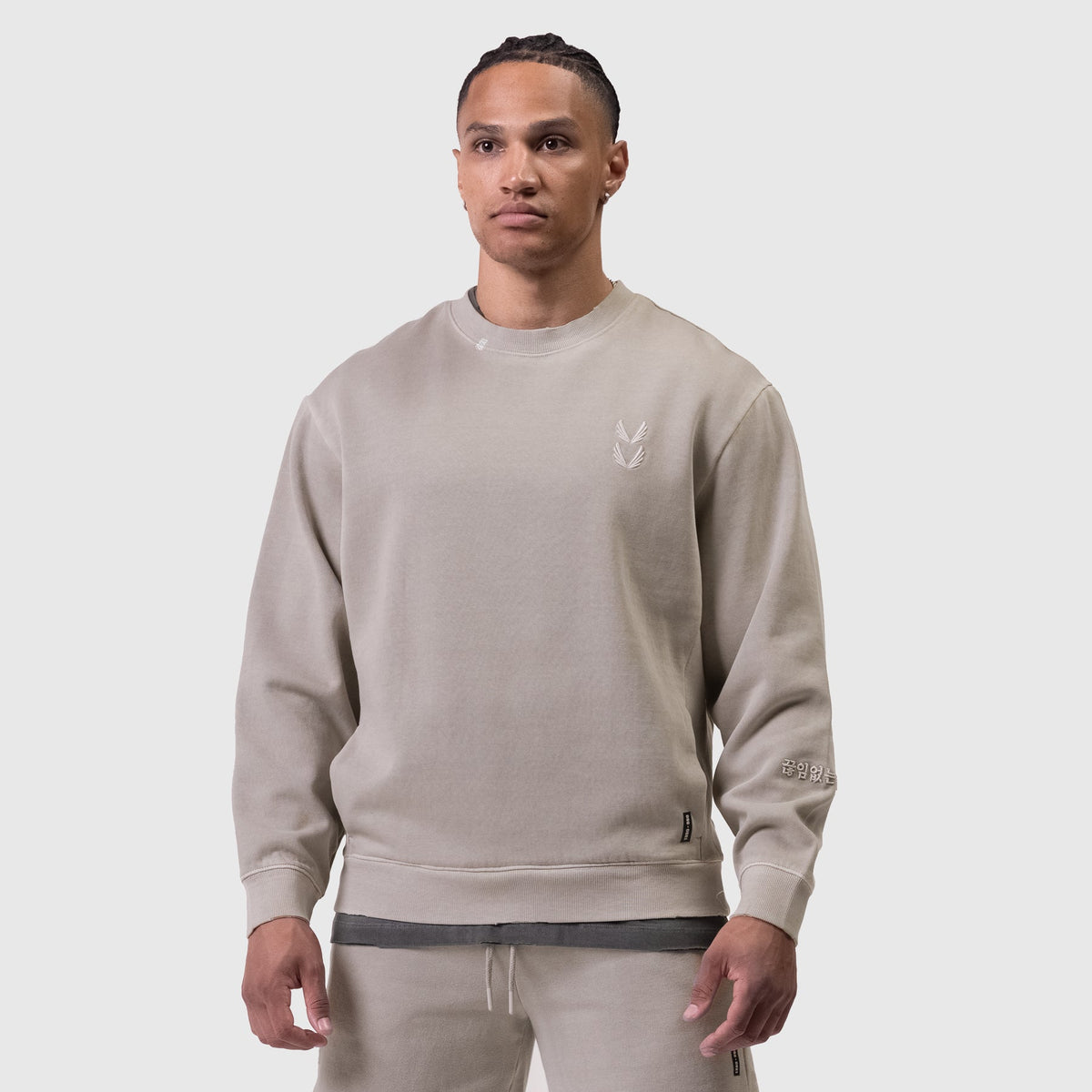 0861. Tech Essential™ Distressed Crewneck - Faded Chai | ASRV