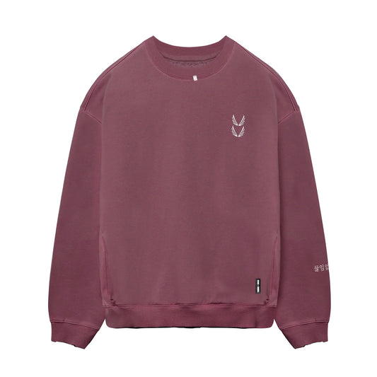 0861. Tech Essential™ Distressed Crewneck - Faded Crimson | ASRV