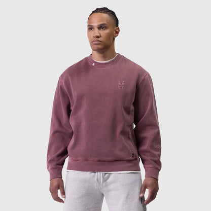 0861. Tech Essential™ Distressed Crewneck - Faded Crimson | ASRV