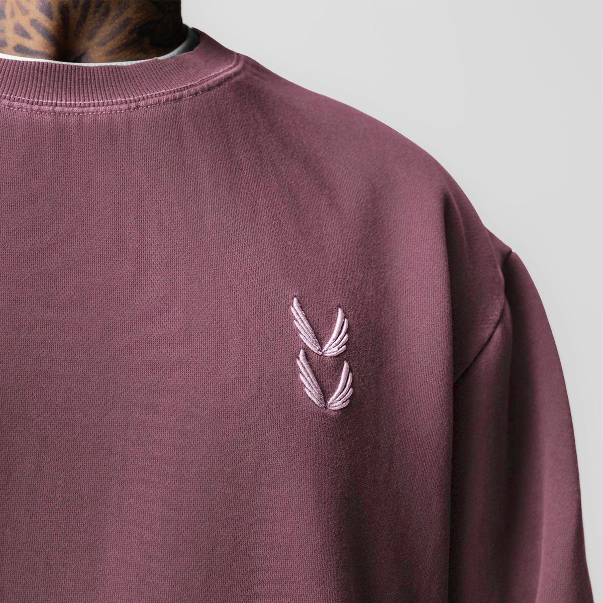 0861. Tech Essential™ Distressed Crewneck - Faded Crimson | ASRV