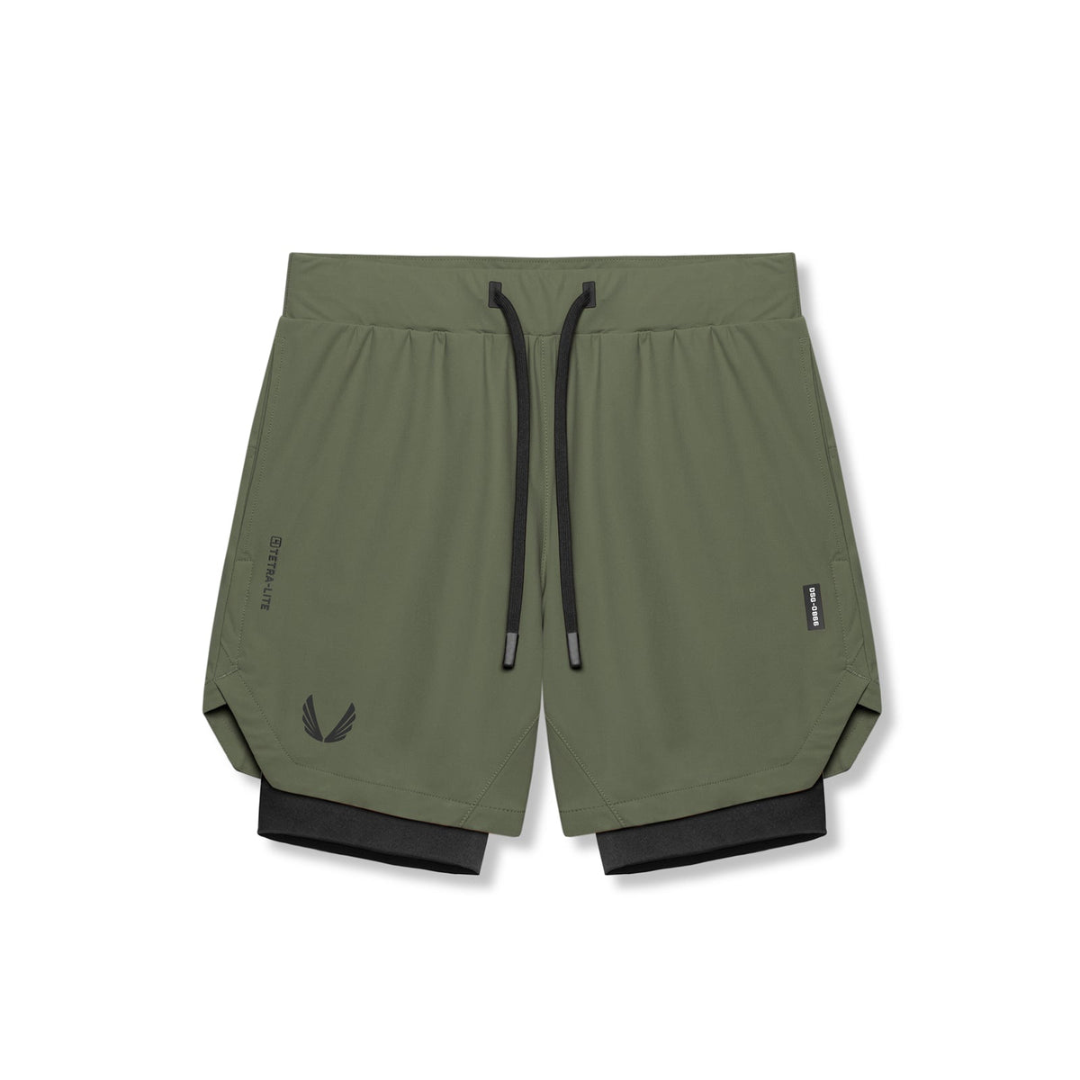0866. Tetra-Lite® 7" Liner Short - Olive "Wings"/ Black | ASRV