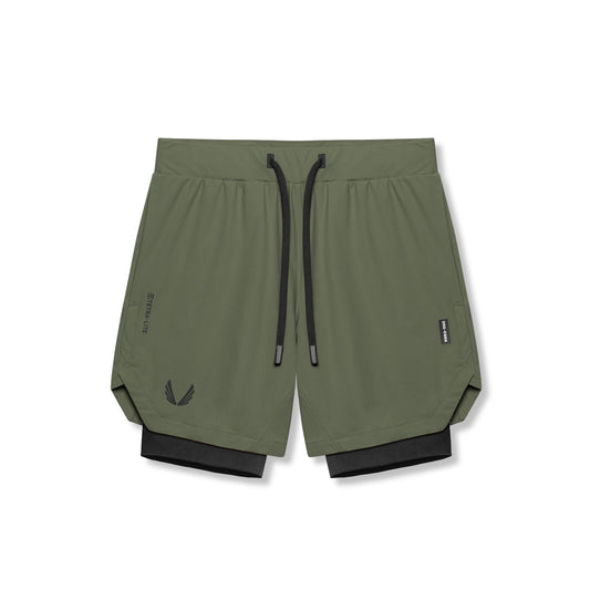 0866. Tetra-Lite® 7" Liner Short - Olive "Wings"/ Black | ASRV