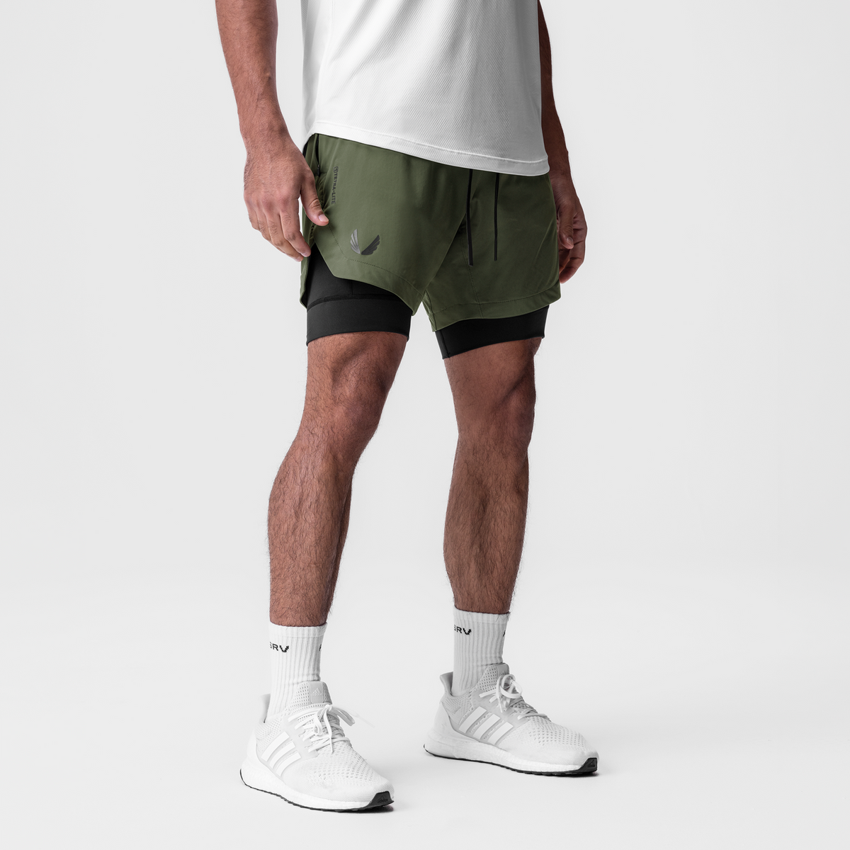 0866. Tetra-Lite® 7" Liner Short - Olive "Wings"/ Black | ASRV