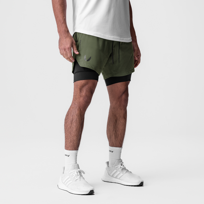 0866. Tetra-Lite® 7" Liner Short - Olive "Wings"/ Black | ASRV