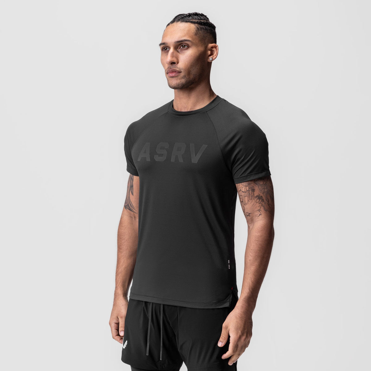 0918. AeroSilver® Fitted Tee - Black "ASRV" | ASRV