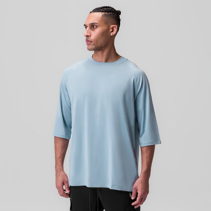 1086. Supima® 3/4-Sleeve Oversized Tee - Light Sky | ASRV