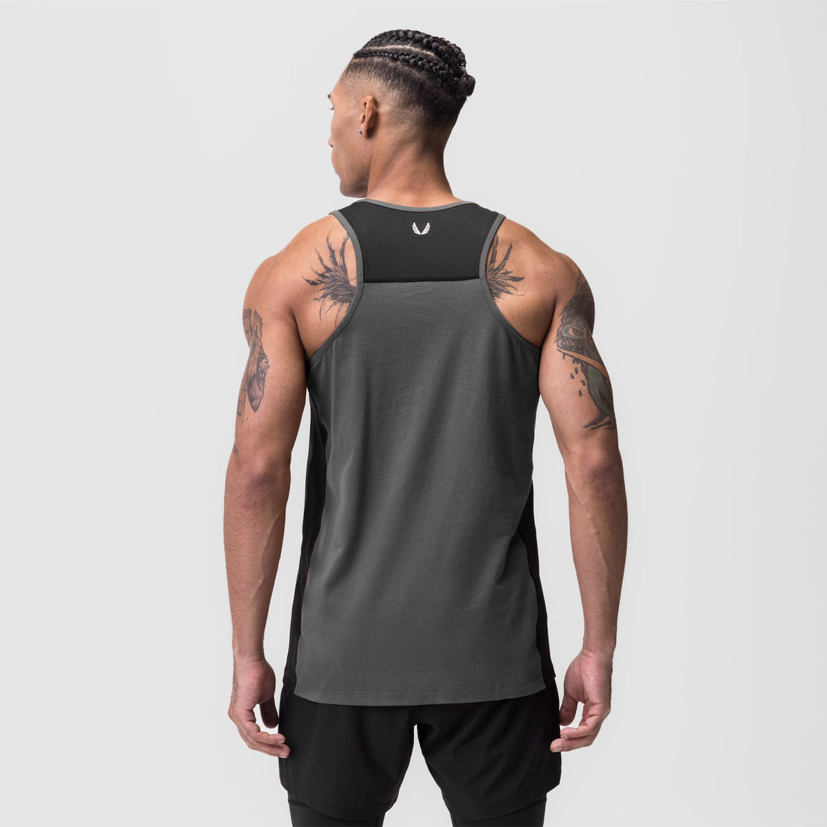 0809. Supima® Mesh Panel Training Singlet - Space Grey | ASRV